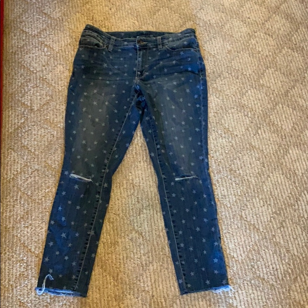 Time and Tru star print skinny jeans size 10